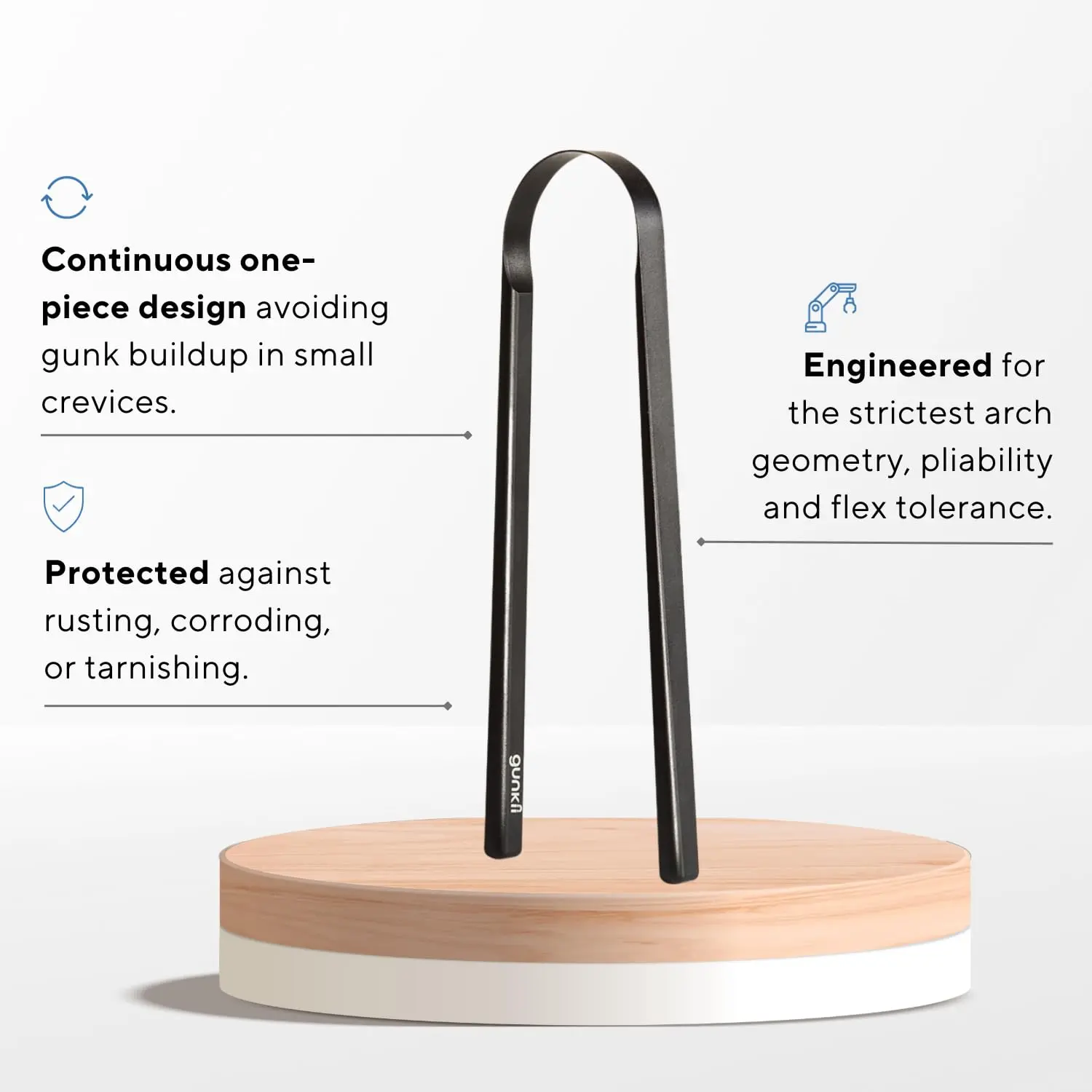 This metal tongue scraper effectively removes gunk and bacteria to freshen breath and improve oral hygiene for adults and kids.