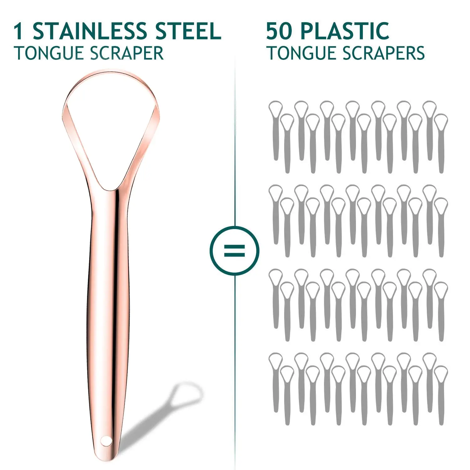 This stainless steel tongue scraper 2 pack includes wide-head tongue cleaners with carrying cases for fresher breath and improved oral hygiene.