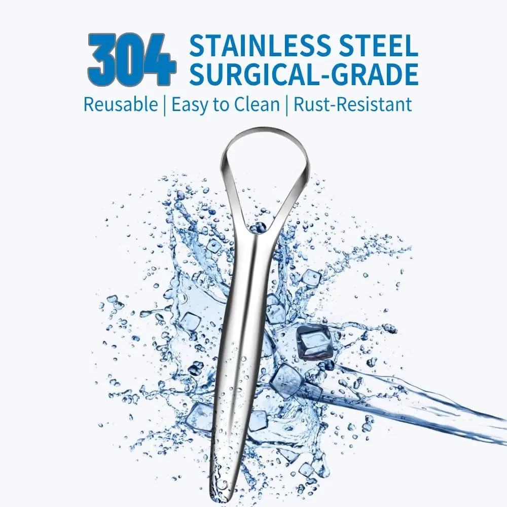 This two-pack of stainless steel tongue scrapers effectively cleans the tongue to remove bacteria and food particles, helping to reduce bad breath for both adults and children.