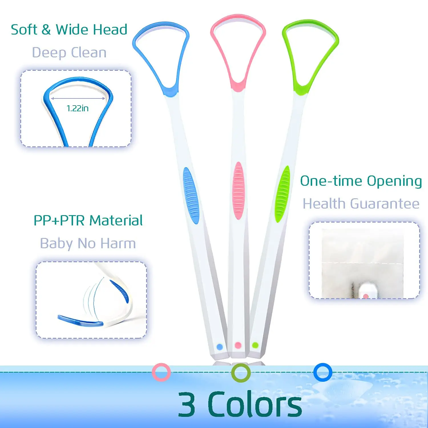 This set includes stainless steel and silicone tongue scrapers designed to effectively clean your tongue, reduce bad breath, and improve oral hygiene.