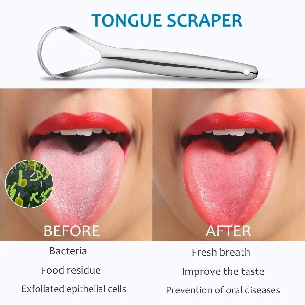 This two-pack of stainless steel tongue scrapers effectively cleans the tongue to remove bacteria and food particles, helping to reduce bad breath for both adults and children.
