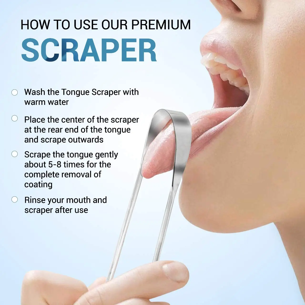 This pack of two stainless steel tongue scrapers offers an effective and reusable solution for removing bacteria and improving oral hygiene for adults.