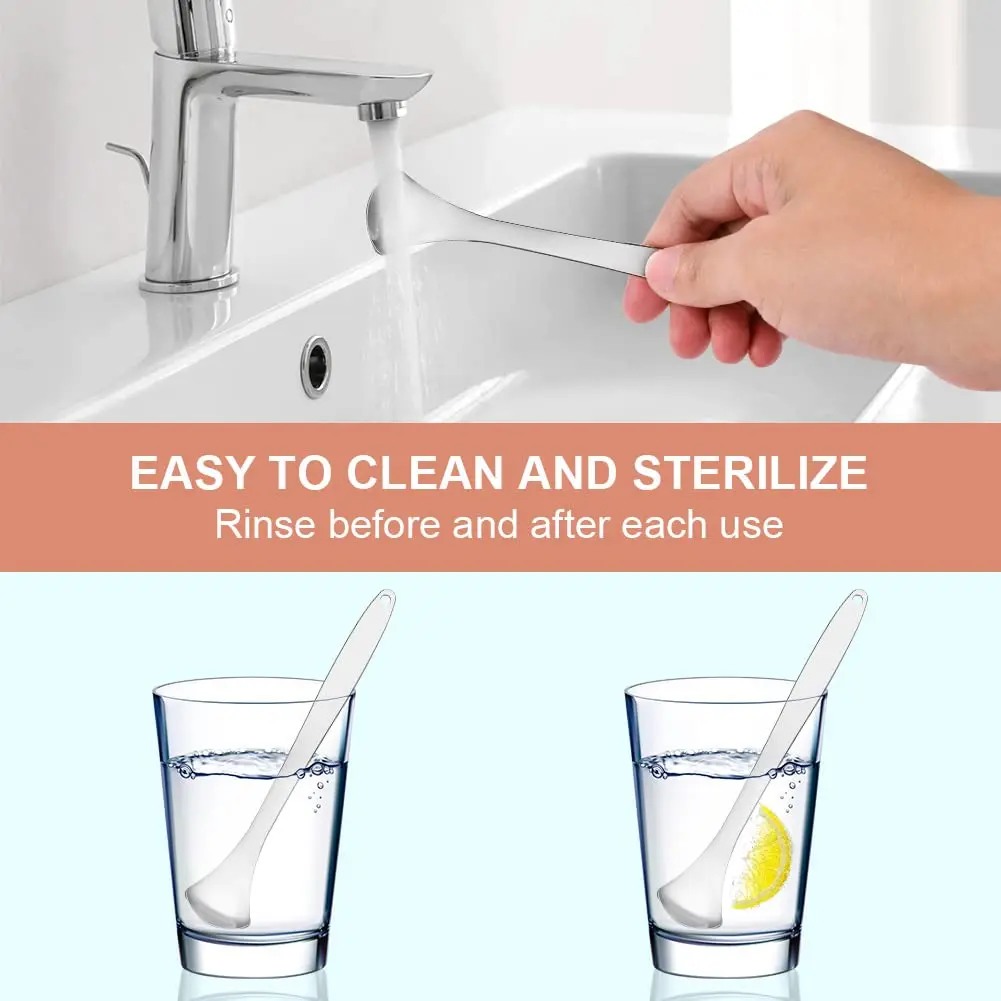 This three-piece stainless steel tongue scraper set includes U-shaped, double-sided, and spoon-shaped scrapers for effective tongue cleaning and fresh breath for adults.