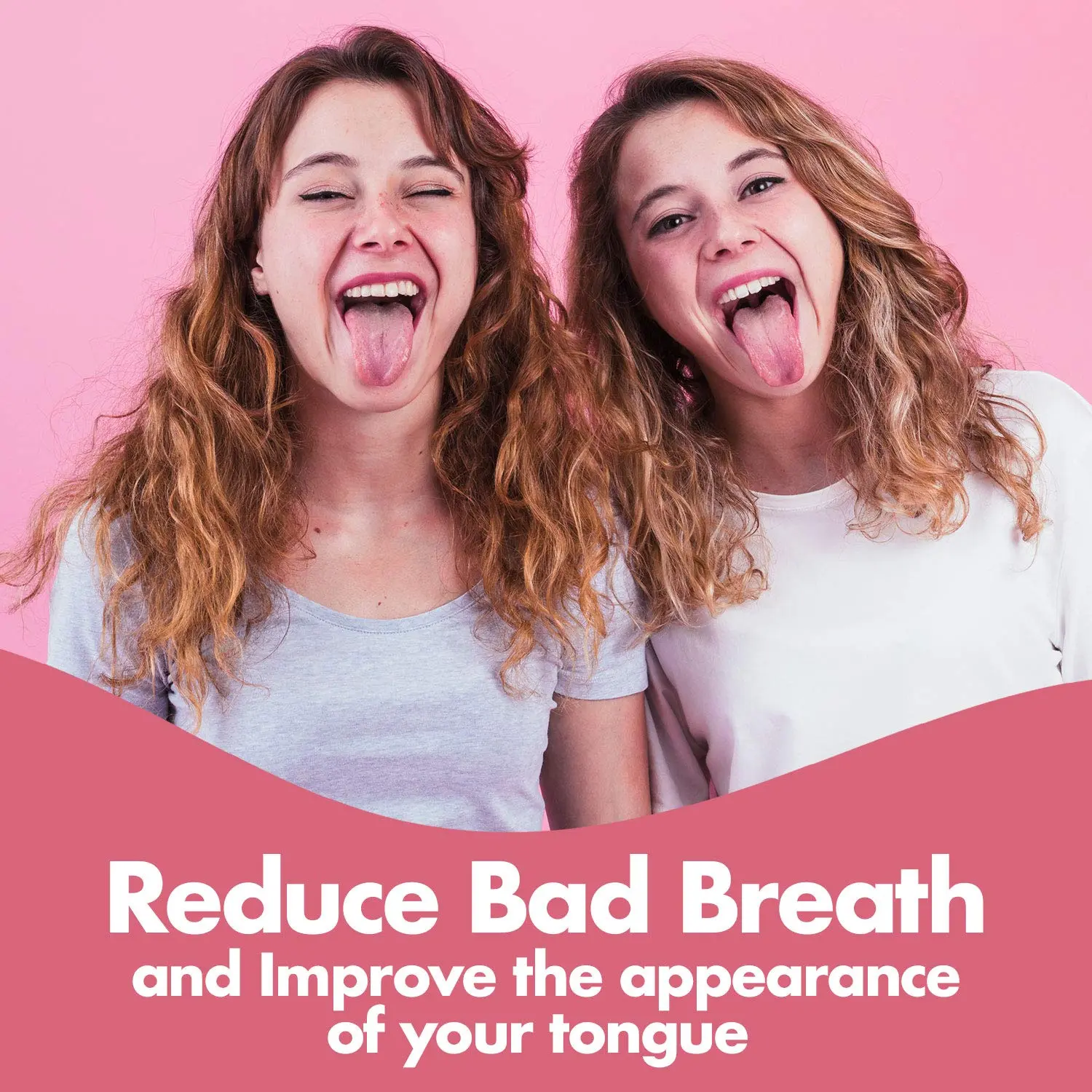 This stainless steel tongue scraper removes build-up, reaches the entire tongue, and helps eliminate bad breath.