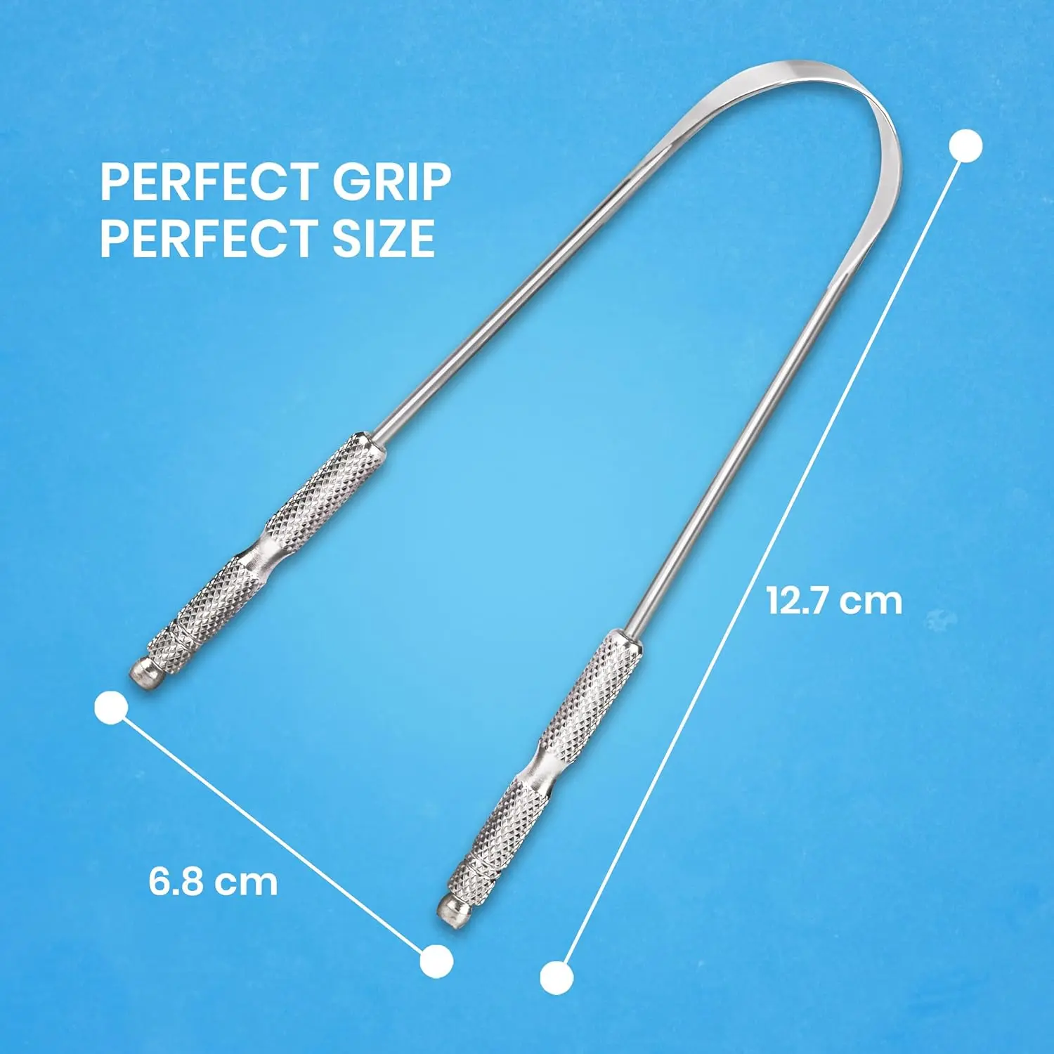 This stainless steel tongue scraper effectively reduces bad breath for adults, featuring a U-shaped design to gently clean the tongue and improve oral hygiene.