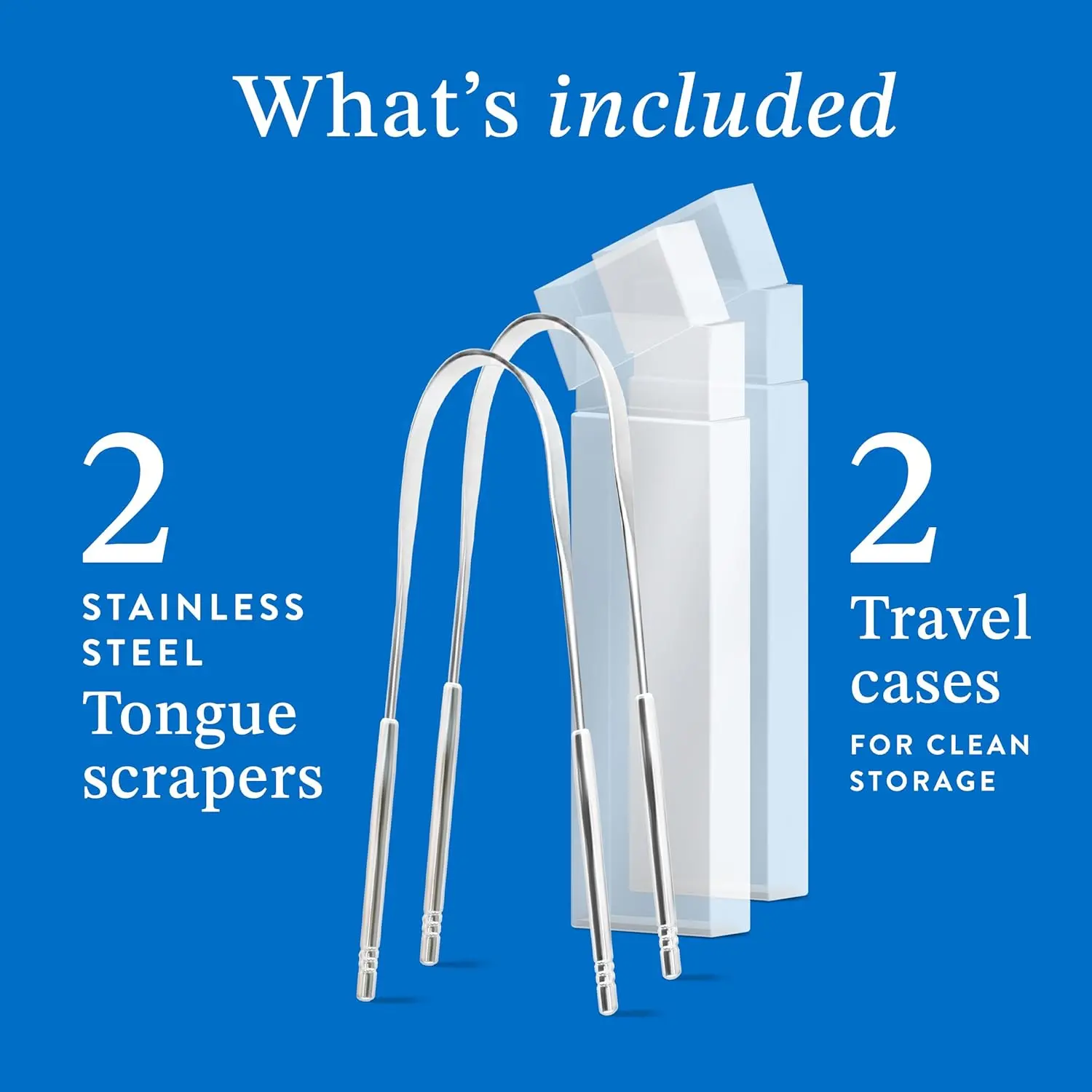 This stainless steel tongue scraper 2-pack with a case offers an effective and durable solution for reducing bad breath and cleaning your tongue.