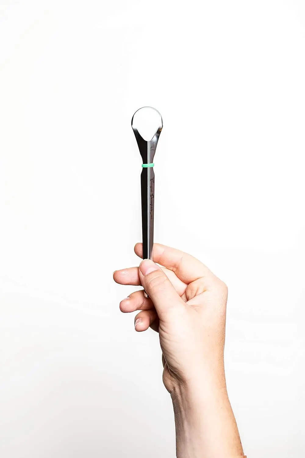 This stainless steel Tongue Sweeper Pro is a durable and hygienic tongue cleaner for effective oral hygiene and fresh breath.