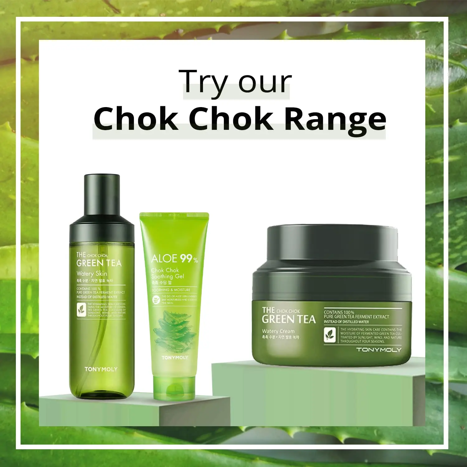 TONYMOLY Aloe 99% Chok Chok Soothing Gel is a lightweight, moisturizing gel made in Korea that soothes and hydrates all skin types with refreshing aloe.