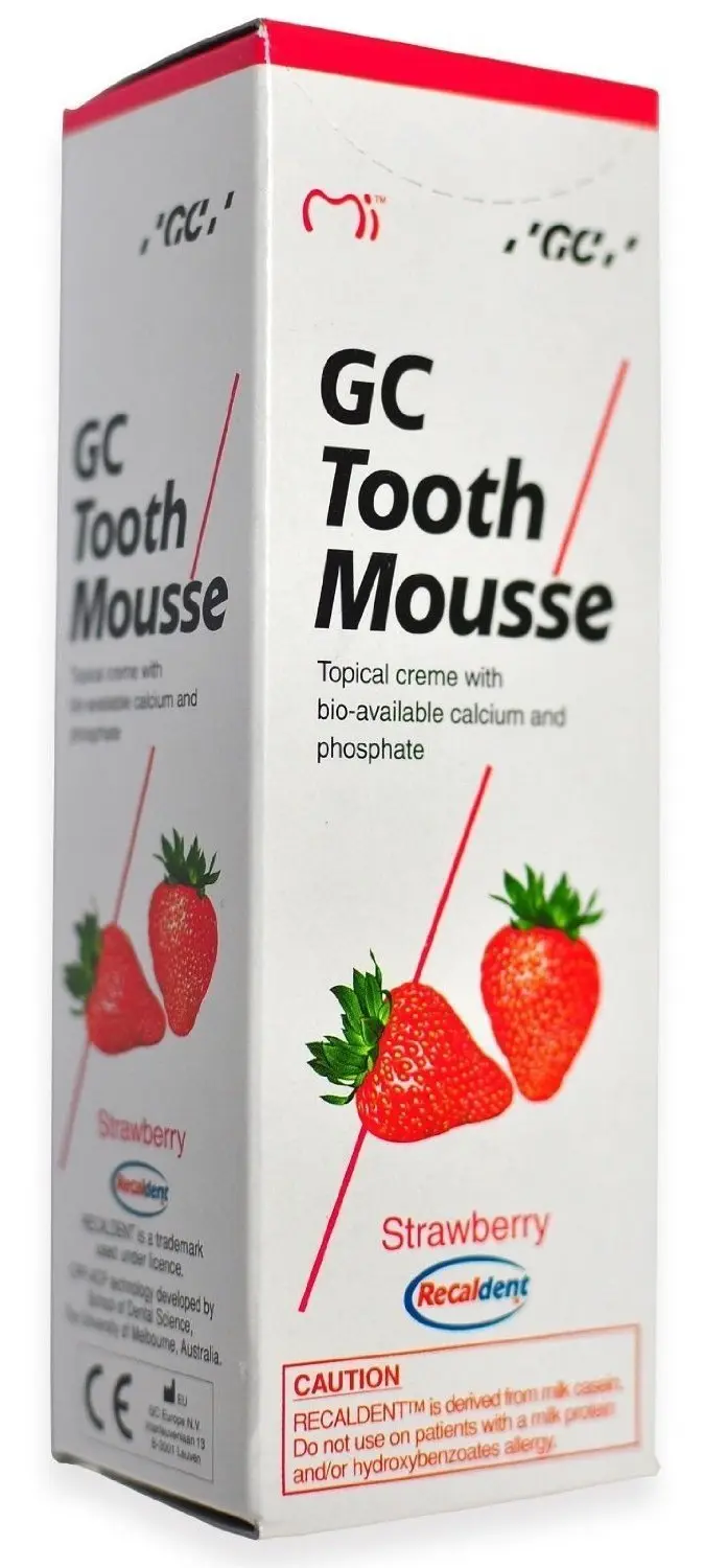GC Tooth Mousse in Strawberry flavor provides durable and long-lasting extra protection for teeth.