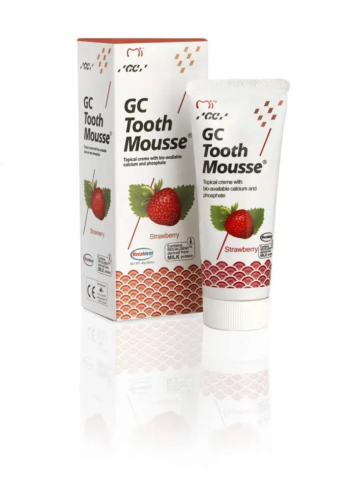GC Tooth Mousse in Strawberry flavor provides durable and long-lasting extra protection for teeth.