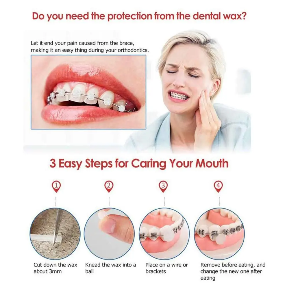 This pack of eight dental waxes provides relief from braces irritation with various fruit scents, offering a safe and comfortable barrier against wires and brackets.