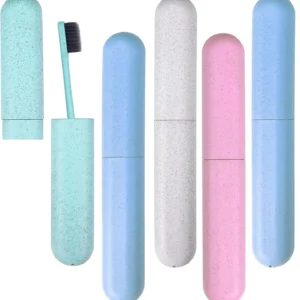 This 5 pack of toothbrush travel cases in green, blue, white, and pink offers breathable and portable protection for toothbrushes during travel, camping, home, school, and business trips.