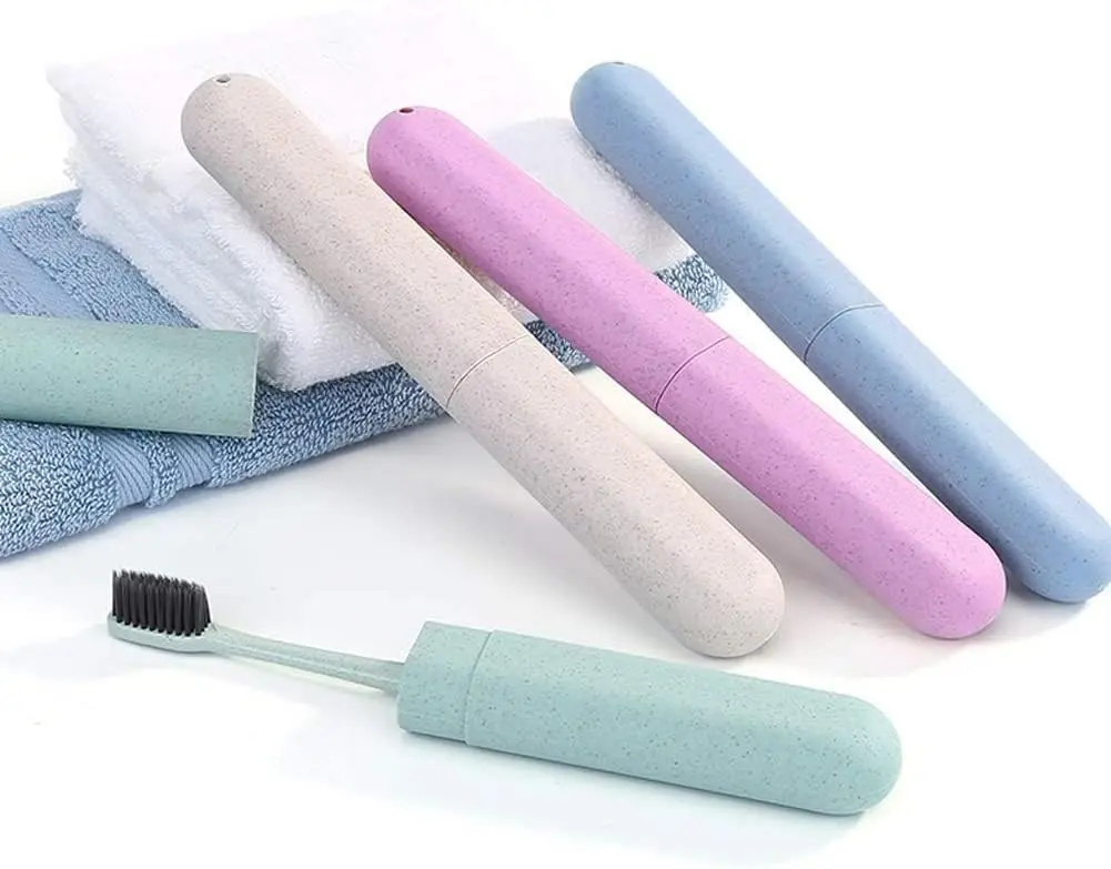 This 5 pack of toothbrush travel cases in green, blue, white, and pink offers breathable and portable protection for toothbrushes during travel, camping, home, school, and business trips.