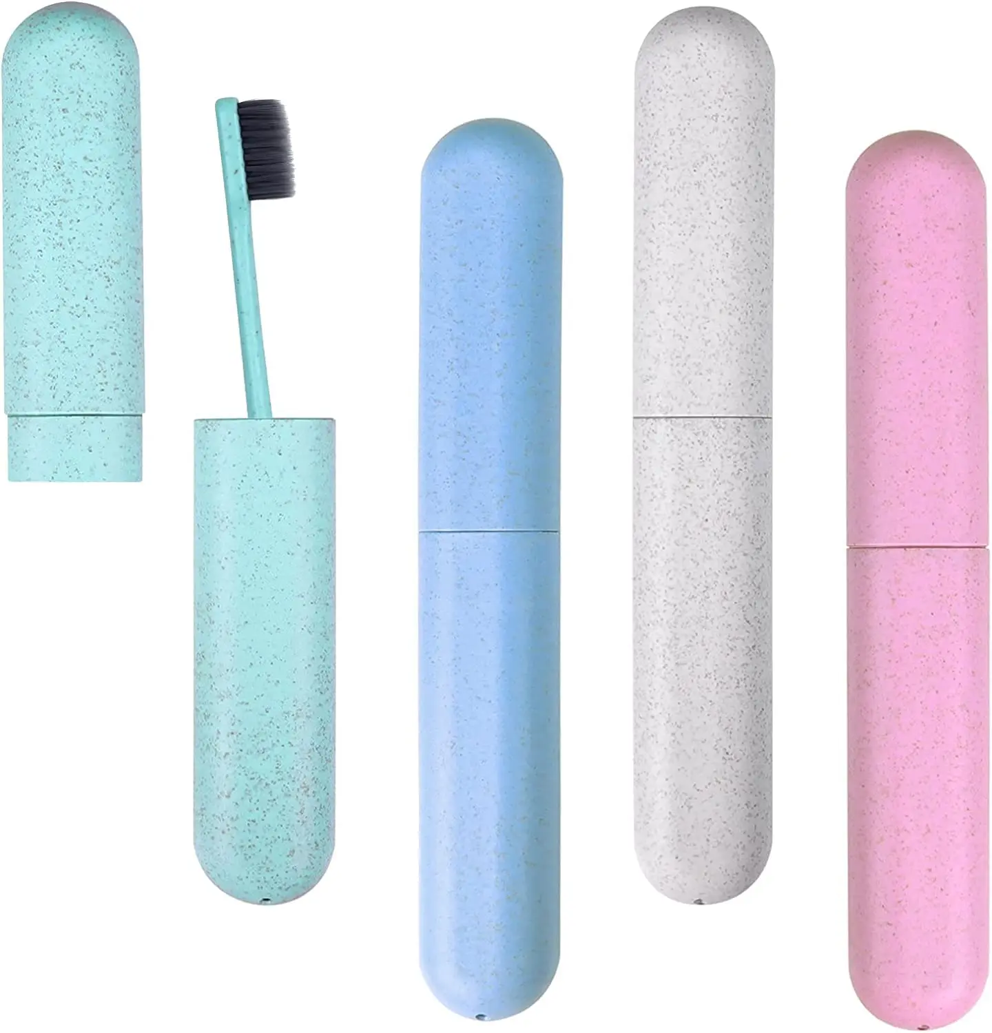 This 5 pack of toothbrush travel cases in green, blue, white, and pink offers breathable and portable protection for toothbrushes during travel, camping, home, school, and business trips.