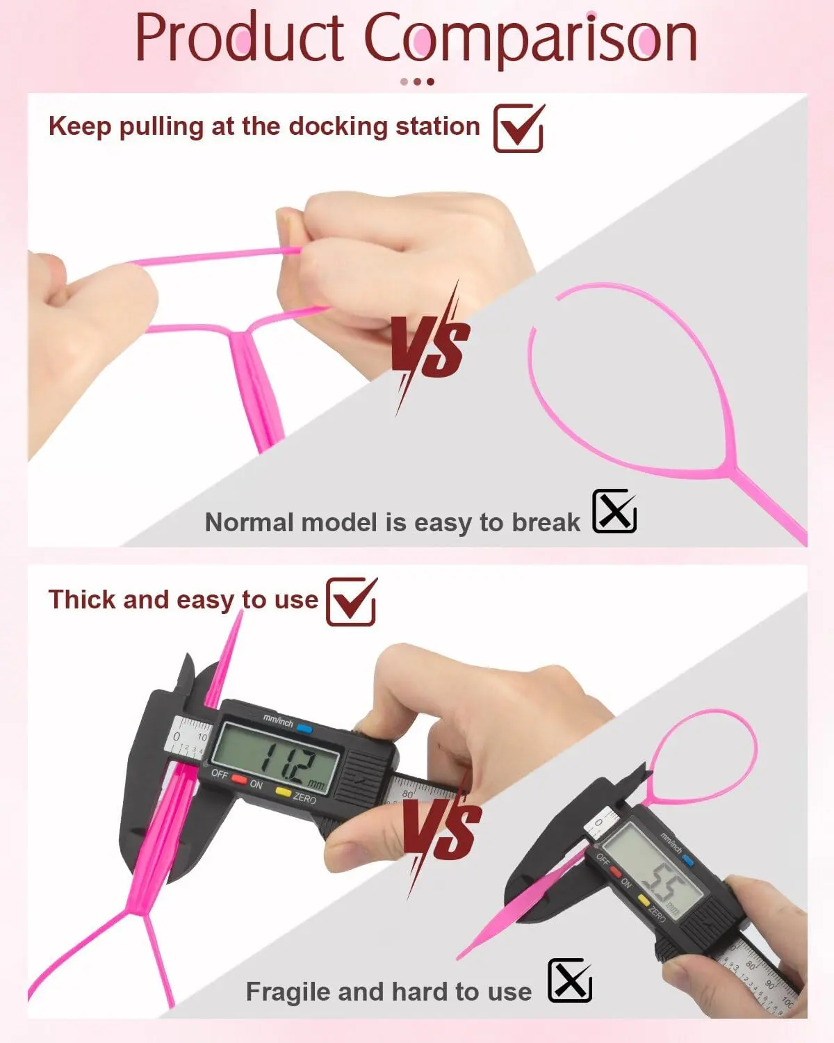 This 8-piece pink hair styling kit includes topsy tail tools, combs, and a double-sided edge brush for easy ponytails, braids, and sleek edges.