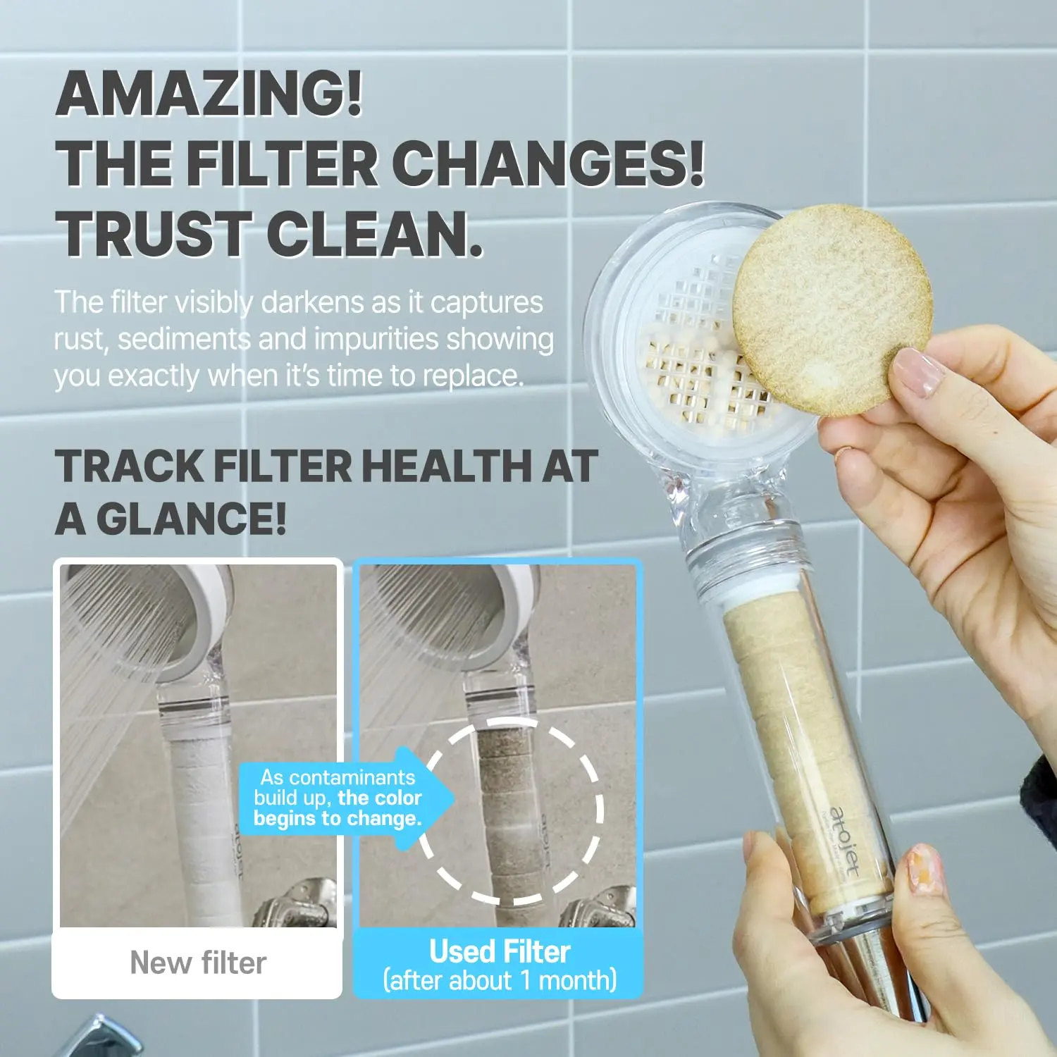 This travel shower filter set includes a mini filtered showerhead, two refill filters, and a travel pouch, providing cleaner, softer water for skin and hair wherever you go, inspired by Korean beauty rituals.