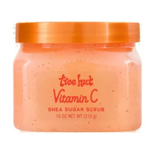This jar of Tree Hut Vitamin C Shea Sugar Scrub exfoliates with sugar, brightens with Vitamin C, and hydrates with shea butter for glowing, smooth skin with a bright citrus scent.