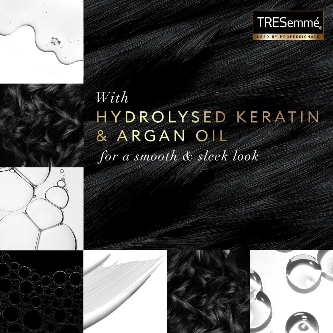 This set includes two bottles of TRESemme Keratin Smooth Shampoo and two bottles of Keratin Smooth Conditioner with Argan oil, offering up to 72 hours of frizz control for sleek, shiny, and manageable hair with natural movement.