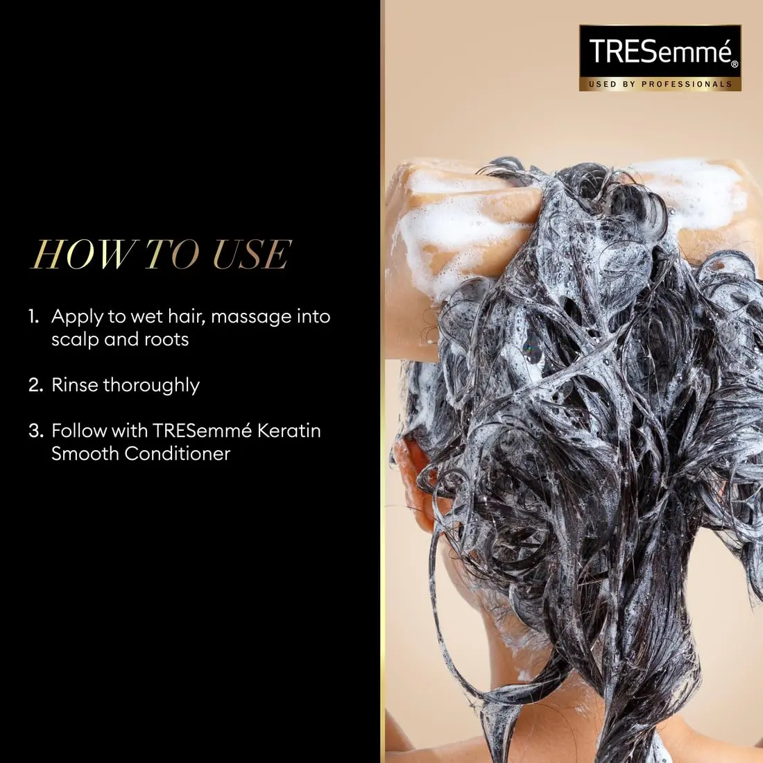 This set includes two bottles of TRESemme Keratin Smooth Shampoo and two bottles of Keratin Smooth Conditioner with Argan oil, offering up to 72 hours of frizz control for sleek, shiny, and manageable hair with natural movement.