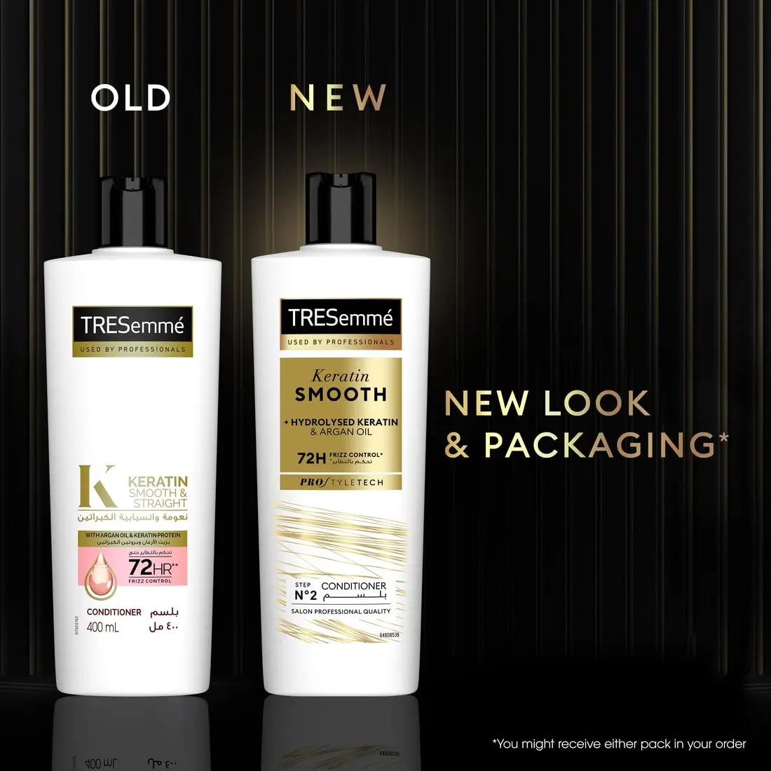 This set includes two bottles of TRESemme Keratin Smooth Shampoo and two bottles of Keratin Smooth Conditioner with Argan oil, offering up to 72 hours of frizz control for sleek, shiny, and manageable hair with natural movement.