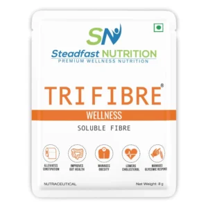 Steadfast Nutrition Tri Fibre supplement powder promotes gut health, manages obesity and lowers cholesterol, thanks to its soluble fibre blend.
