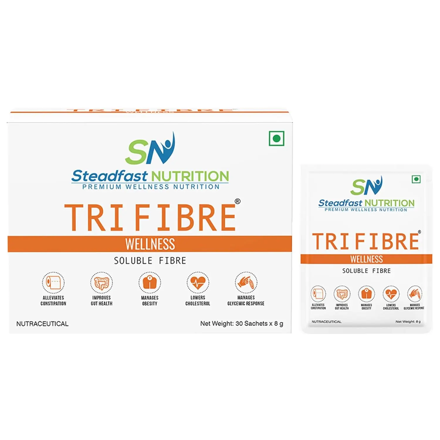 Steadfast Nutrition Tri Fibre supplement powder promotes gut health, manages obesity and lowers cholesterol, thanks to its soluble fibre blend.