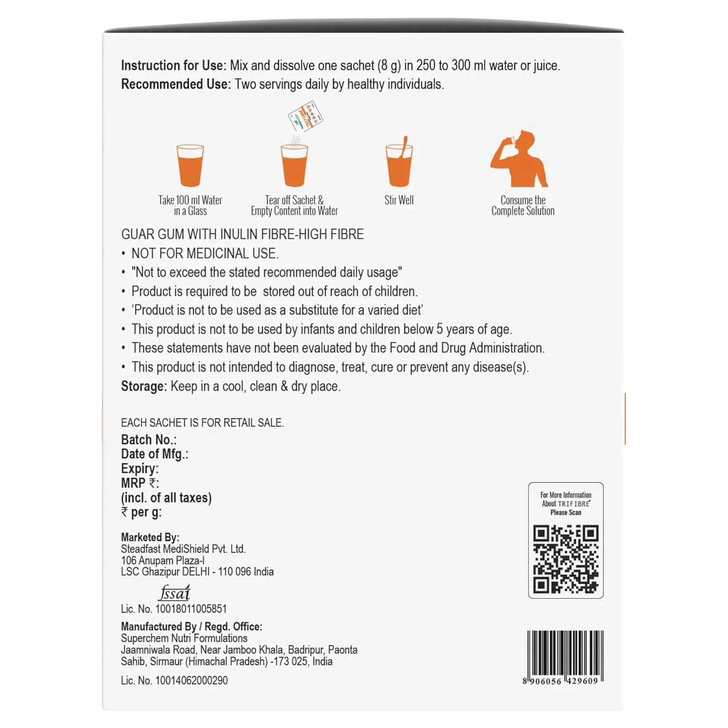 Steadfast Nutrition Tri Fibre supplement powder promotes gut health, manages obesity and lowers cholesterol, thanks to its soluble fibre blend.