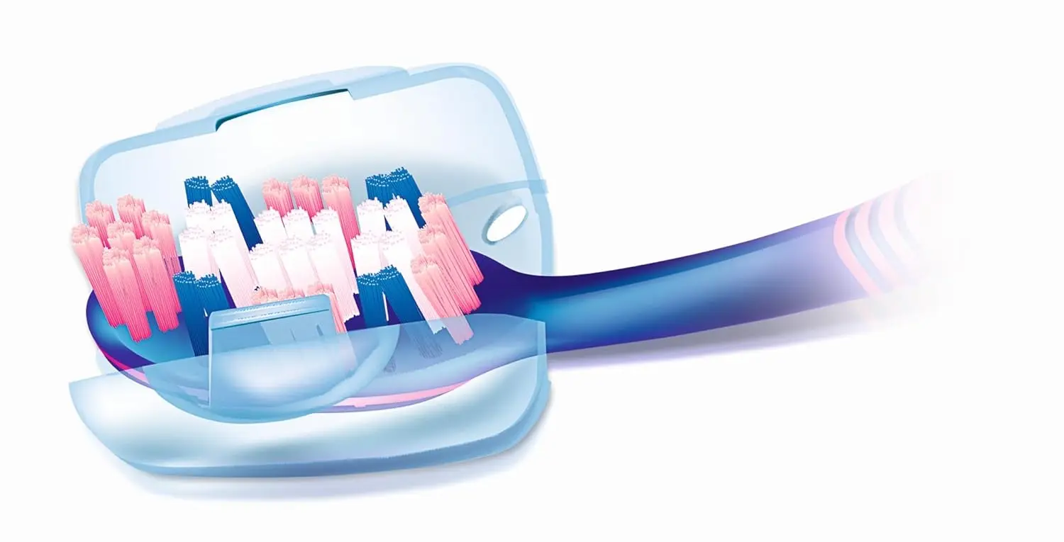 The Trisa Hygiene Box 3-Pack keeps your toothbrush heads clean and protected from dust and bacteria at home or while traveling.