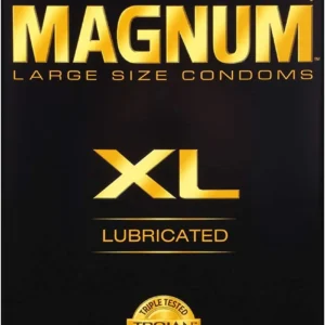A 36-count box of Trojan Magnum XL condoms, designed with extra space, silky lubricant, and a secure base for comfortable and reliable protection during intimate moments.