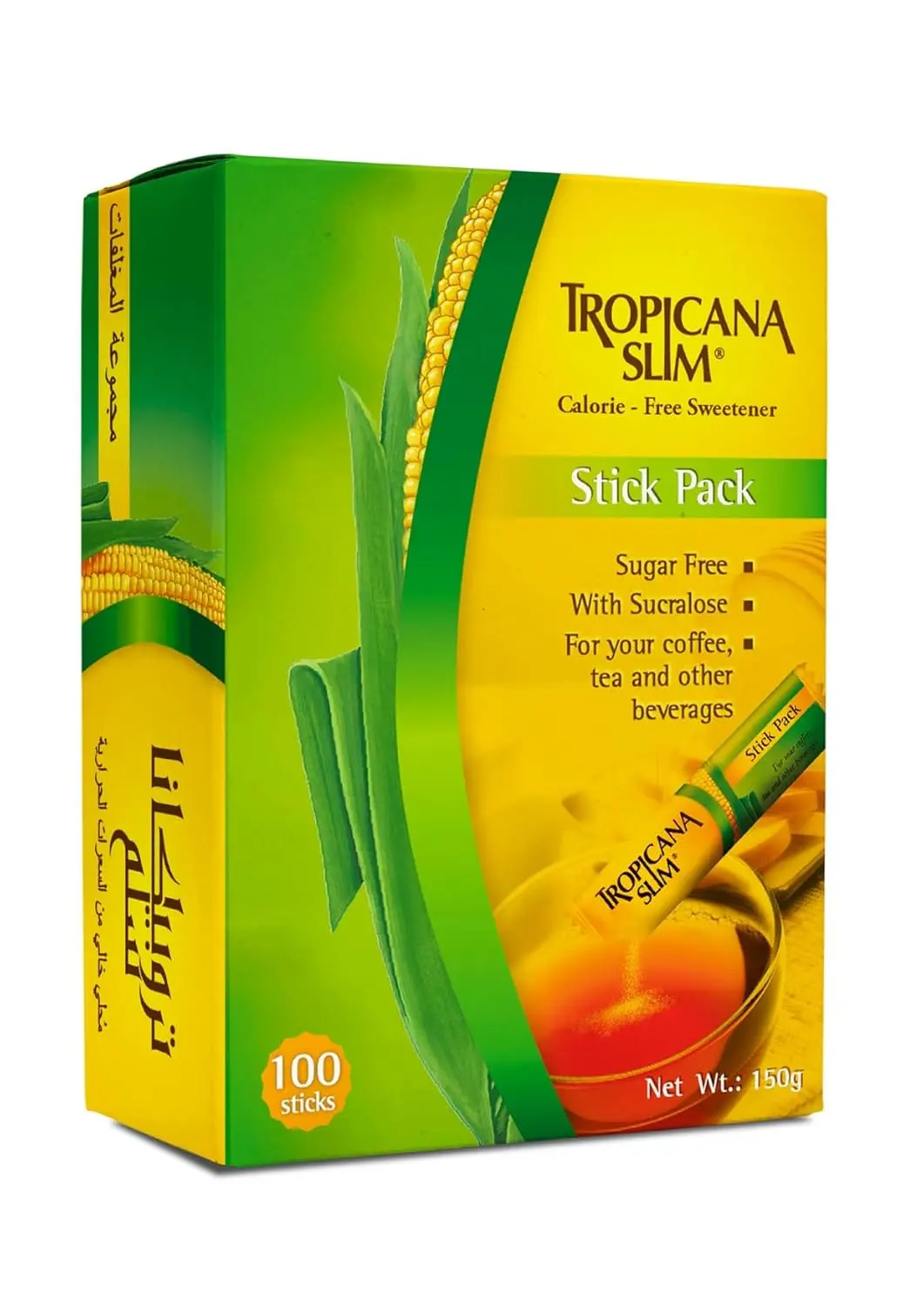 Tropicana Slim zero-calorie sweetener sticks are a healthy and convenient sugar alternative for diabetics and those watching their weight, dissolving quickly in any beverage.