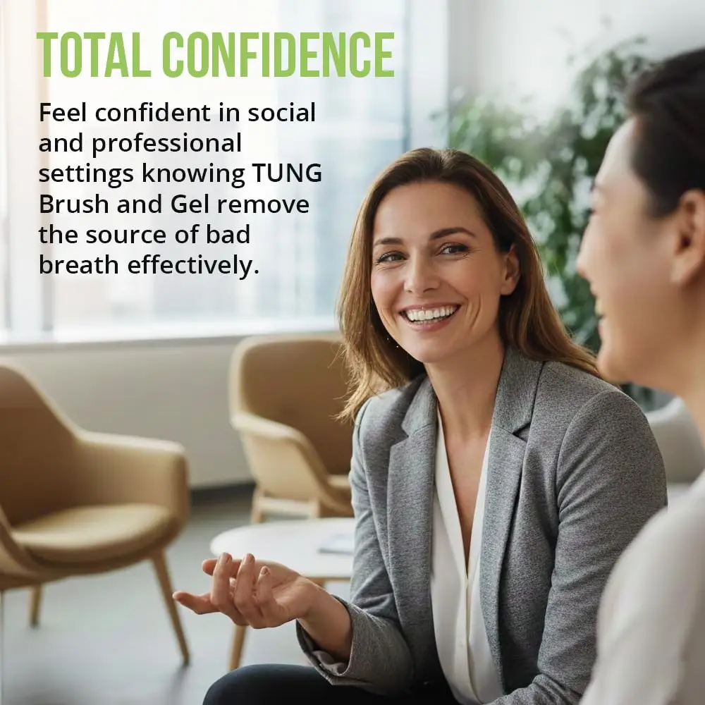 The Original TUNG Brush gently removes odor-causing bacteria from your tongue for fresher breath and a cleaner mouth.