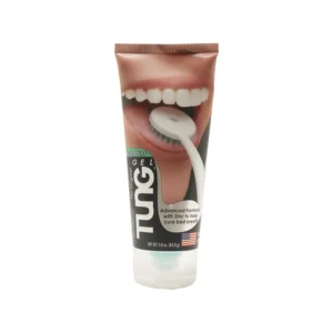 A tube of TUNG Fresh Mint Gel, a health and personal care product designed for effective tongue cleaning.