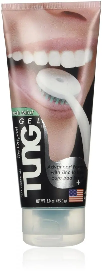Tung Gel fresh mint tongue cleaner helps remove bacteria from tongue crevices and neutralize bad breath with its zinc compound.