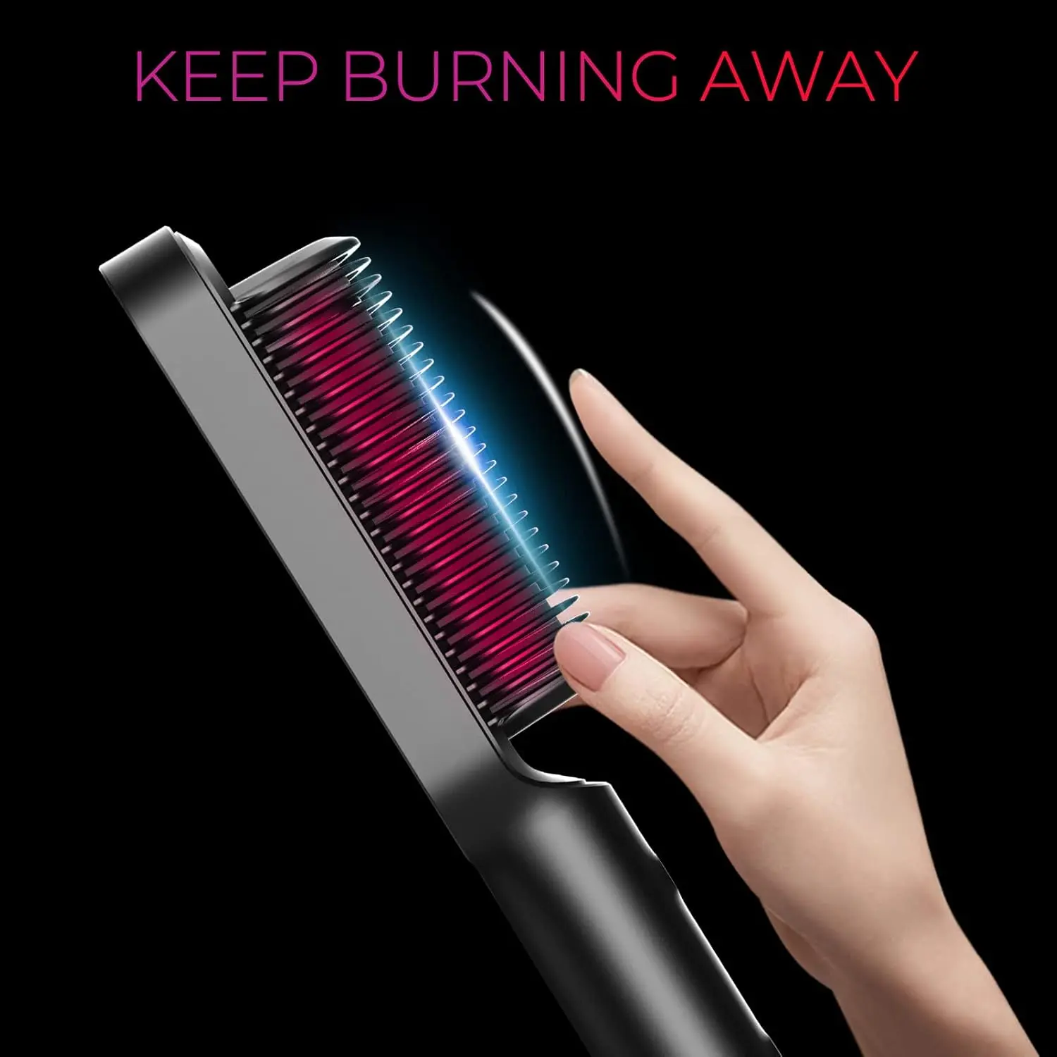 The TYMO hair straightener brush with ionic coating and 3D teeth quickly heats up to straighten hair, creating a salon-quality style at home while reducing heat damage.