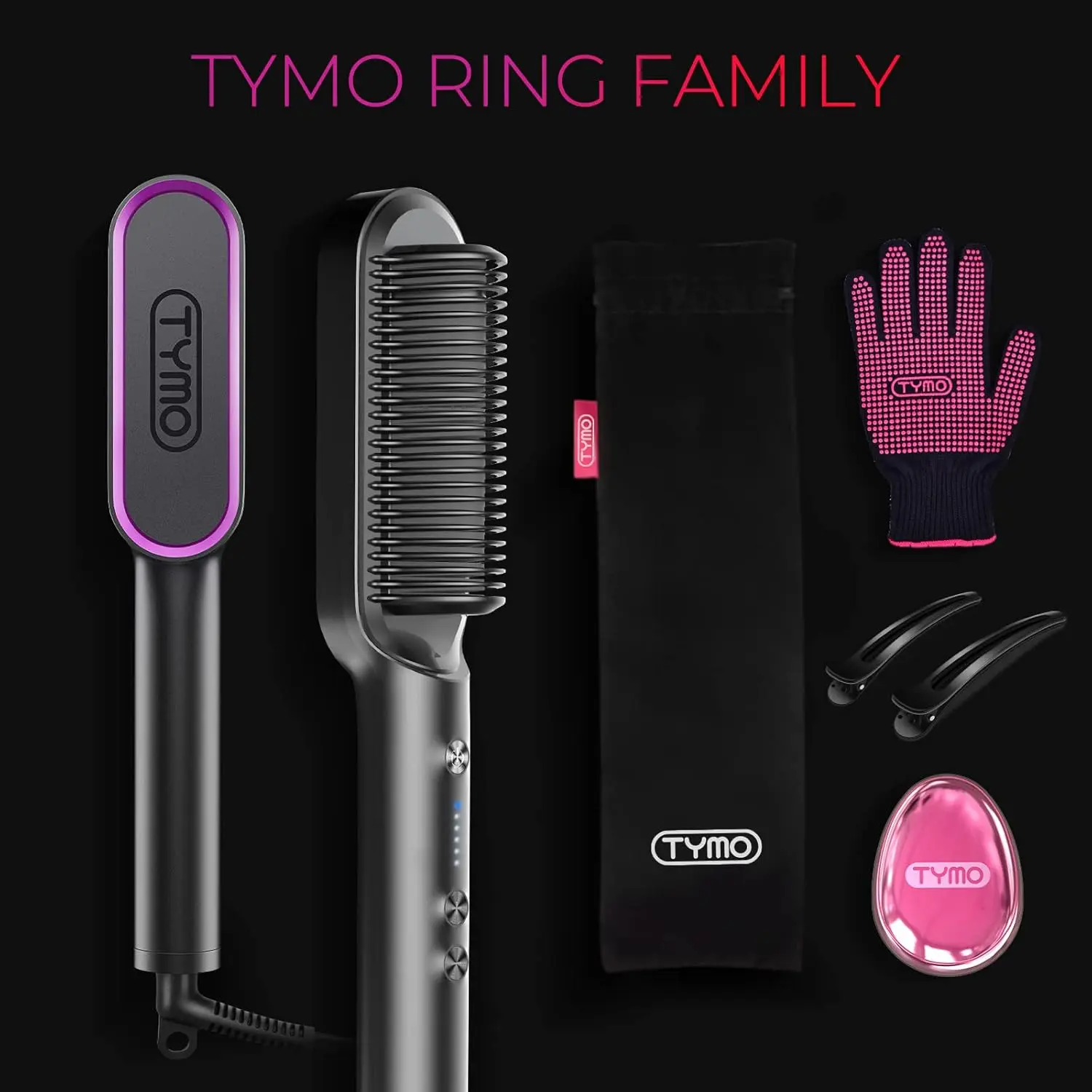 The TYMO hair straightener brush with ionic coating and 3D teeth quickly heats up to straighten hair, creating a salon-quality style at home while reducing heat damage.