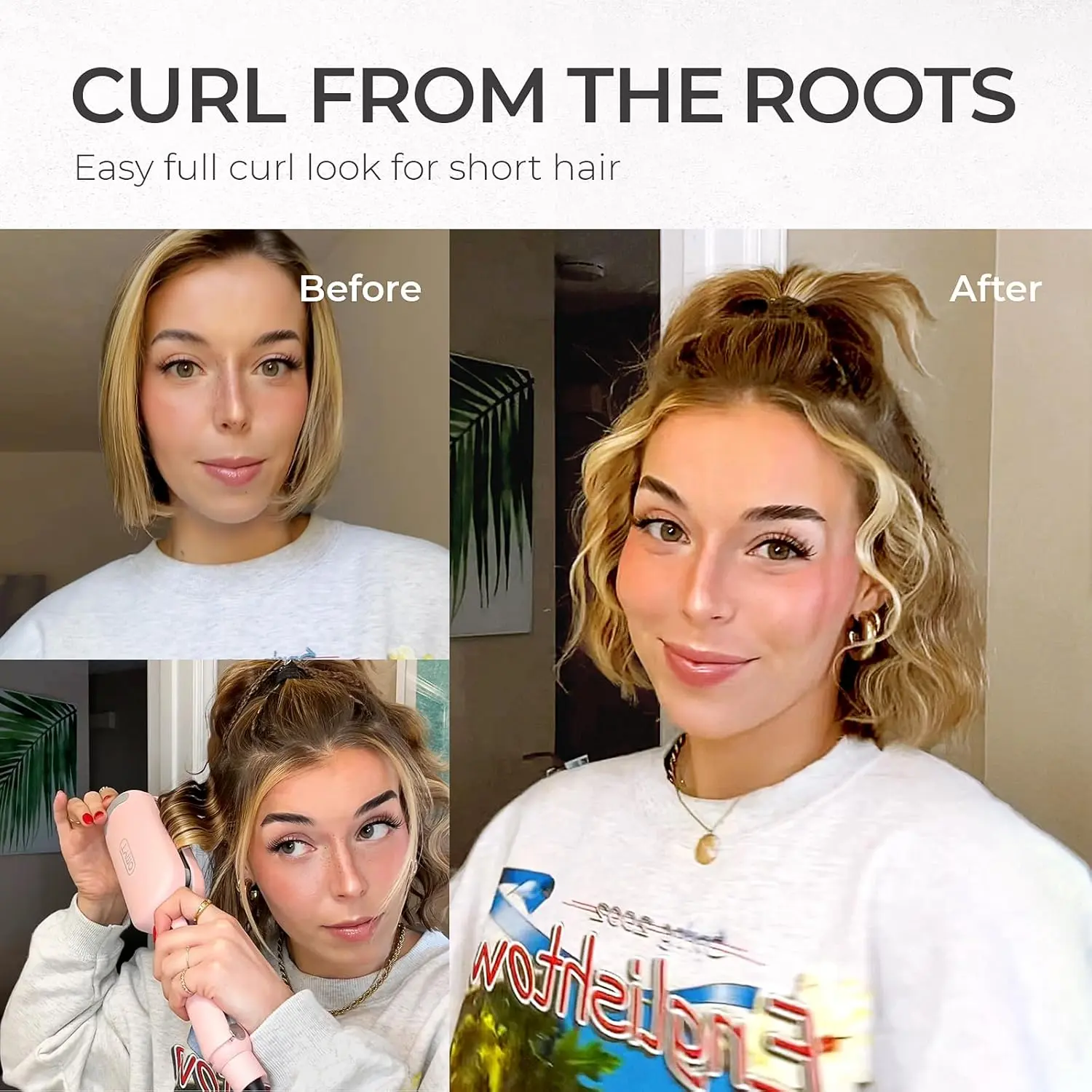 The TYMO ROVY pink hair waver creates beautiful, long-lasting beach waves quickly and easily with its tourmaline ceramic barrel and anti-scald design.