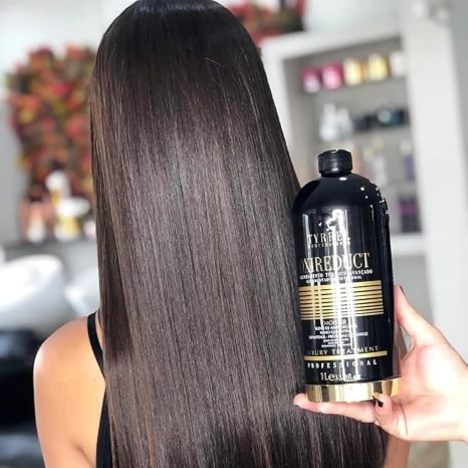 Tyrrel Oxireduct keratin treatment straightens, strengthens, and eliminates frizz for silky, soft, and manageable hair.