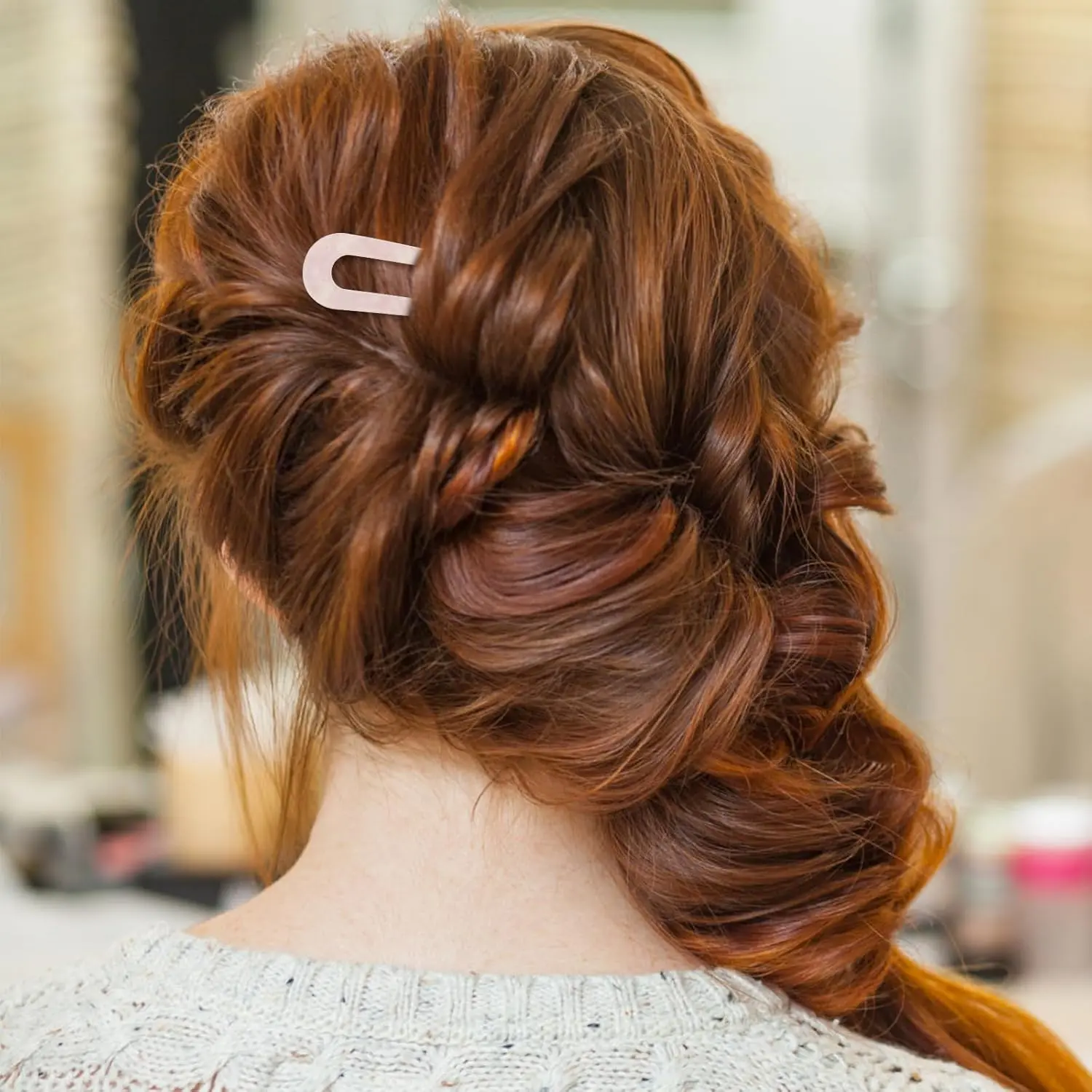 Elegant U-shaped hair pin crafted from durable acetate fiber, perfect for creating stylish updos for weddings, parties, and everyday wear.