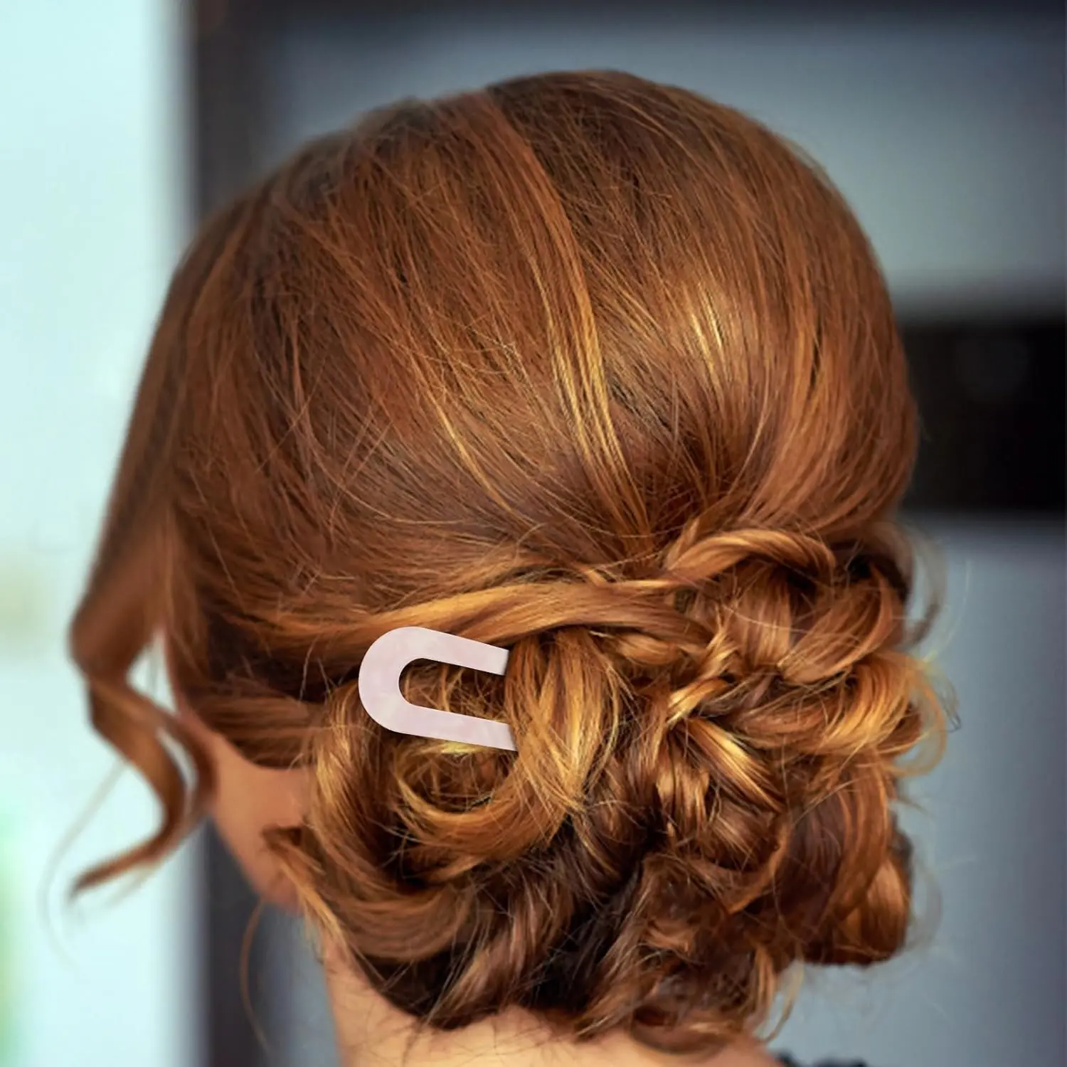 Elegant U-shaped hair pin crafted from durable acetate fiber, perfect for creating stylish updos for weddings, parties, and everyday wear.
