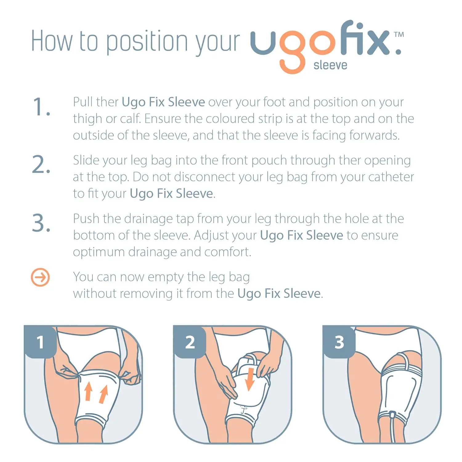 Pack of four Ugo Fix Sleeves providing comfortable and discreet catheter leg bag support, reducing skin irritation and offering a secure fit for active lifestyles.