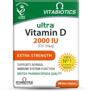 Vitabiotics Ultra Vitamin D3 2000IU tablets support a healthy immune system and are suitable for vegetarians.