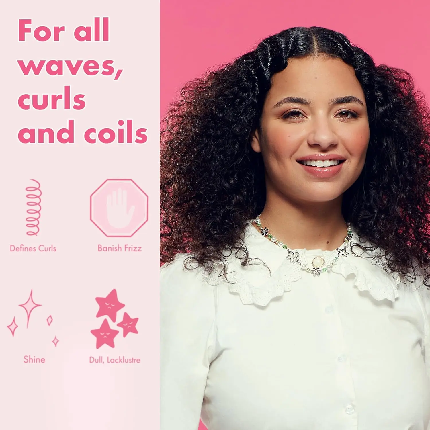 Umberto Giannini curl kit for curly girl method includes curl jelly, shampoo, conditioner, mousse and bond repair oil to define waves, curls and coils.