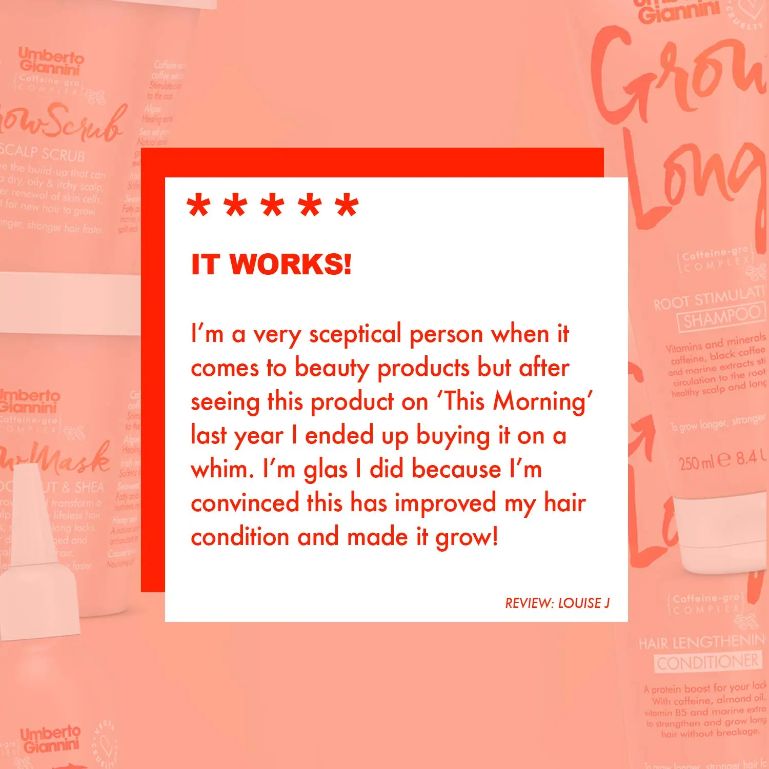 Umberto Giannini Grow Scrub gently exfoliates the scalp, removing buildup and promoting hair growth with its vegan and cruelty-free formula.