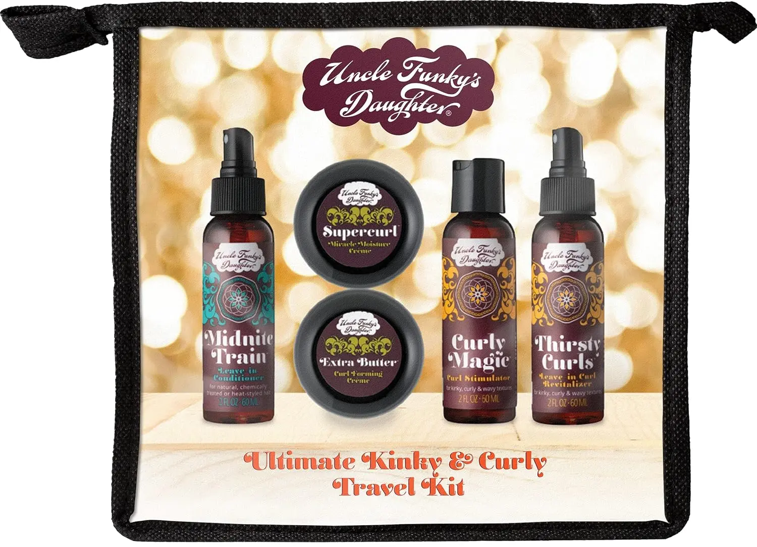 Uncle Funky's Daughter ultimate kit for achieving beautifully defined kinky and curly hair.