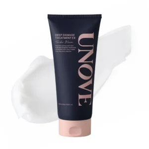 UNOVE deep damage hair mask with keratin-PF is designed to strengthen, hydrate, and nourish dry, frizzy, and chemically treated hair, leaving it silky-smooth and healthy.