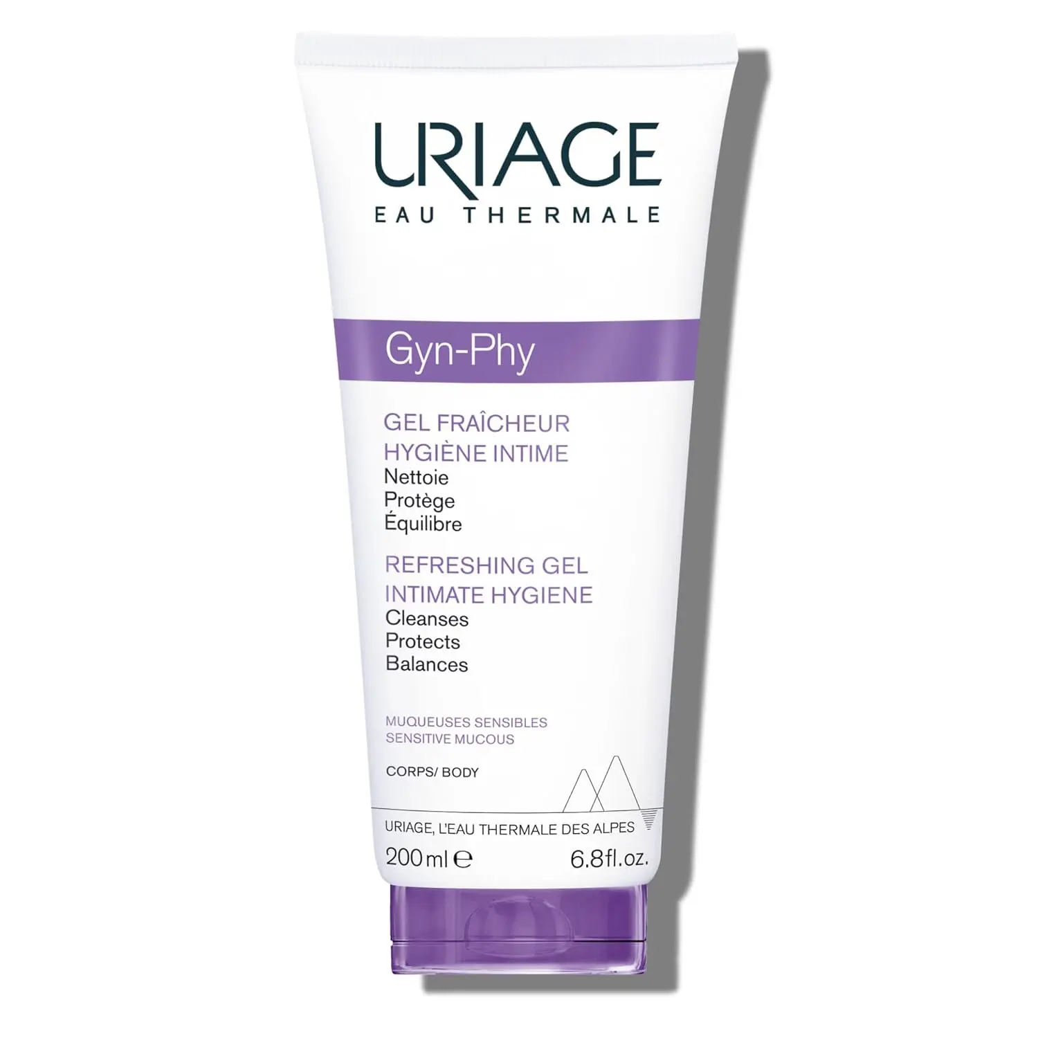 Uriage Gyn-Phy intimate cleansing gel gently cleanses and refreshes sensitive skin while maintaining its natural balance, available in a 200ml bottle.