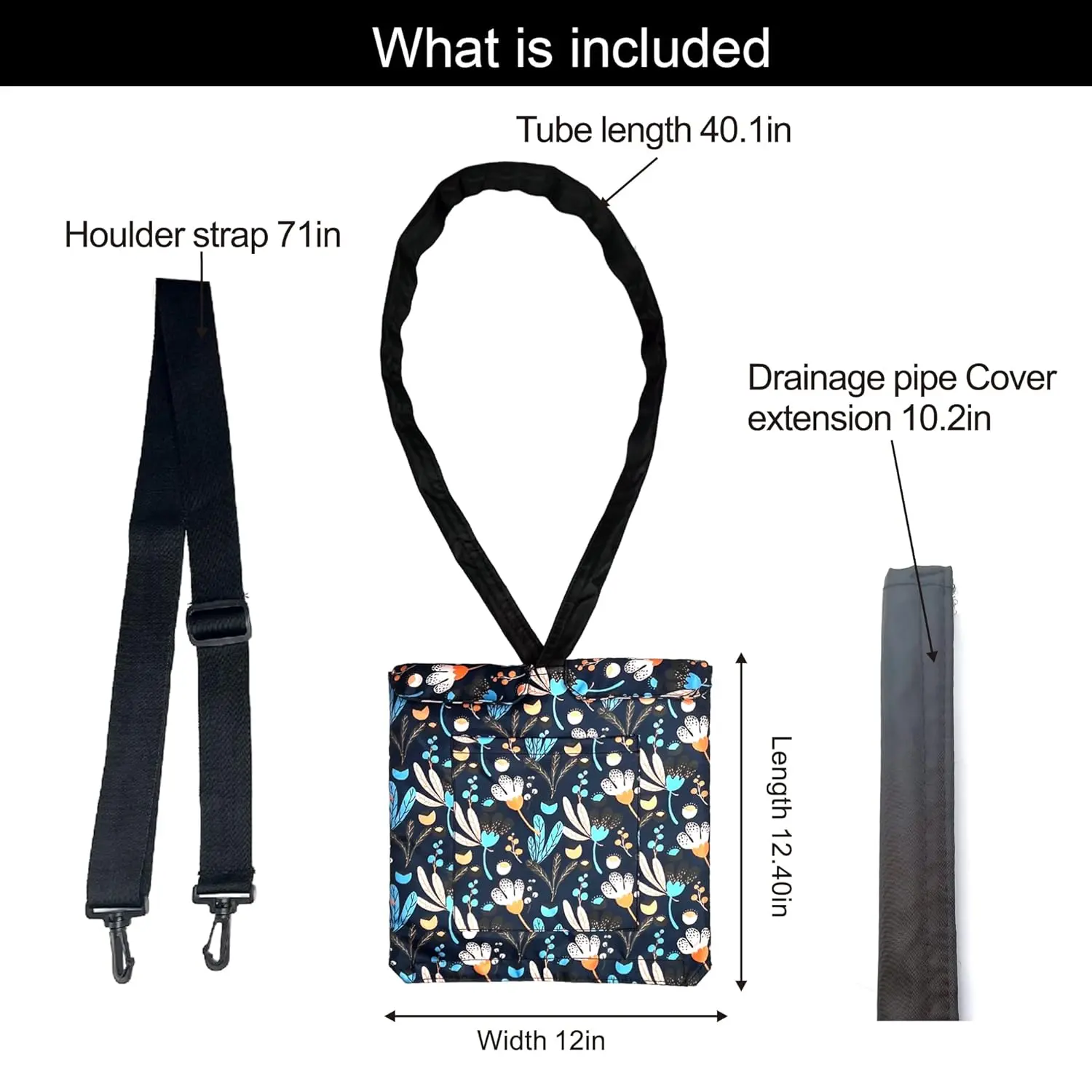 This urine drainage bag holder discreetly conceals a catheter bag up to 2000ml, made from durable nylon fabric with an adjustable strap for comfortable carrying or hanging.