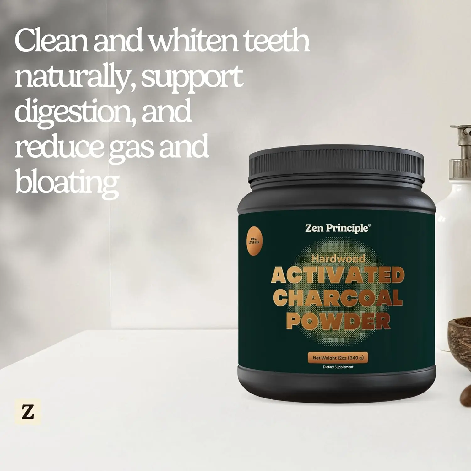 All natural activated charcoal powder made in the USA from hardwood trees, perfect for teeth whitening, skin rejuvenation, hair health, and body detoxification.