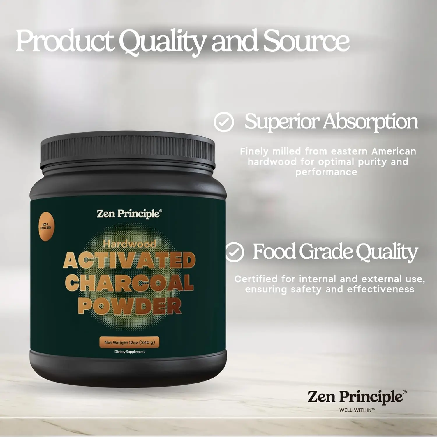 All natural activated charcoal powder made in the USA from hardwood trees, perfect for teeth whitening, skin rejuvenation, hair health, and body detoxification.