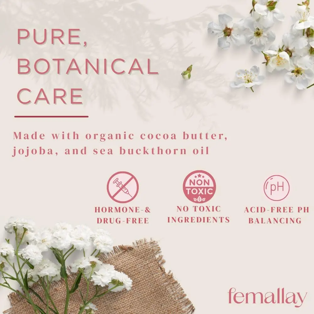 Femallay Vanilla Rose vaginal moisturizing suppositories are made with organic oils to naturally enhance intimacy and provide gentle lubrication, presented in individually sealed applicators for easy use.